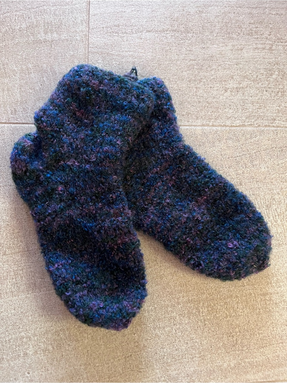Cozy Women's Fuzzy Knit Socks - Dark Blue/Purple